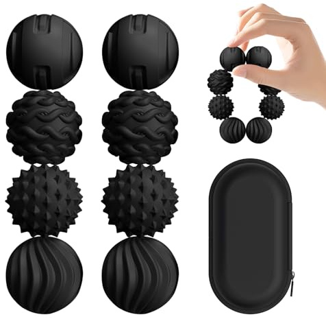 XYOFUN 8 Stück Magnetische Silikon-Fidget-Toys, Schwarz | Sensorische strukturierte Stressbälle, Schreibtischspielzeug für Büro und Zuhause, tolle Geschenkidee für Männer und Frauen