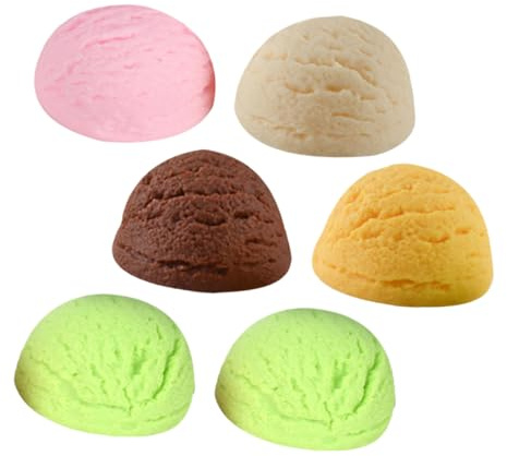 HEMOTON Lot de 6 Boules de Glace Factices en Plastique Multicolores, Accessoires Décoratifs pour Présentation de Crèmes Glacées, Modèles Simulés pour Photographe et Décoration Intérieure,