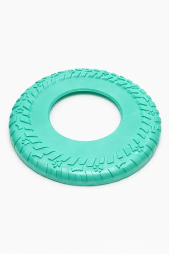 Husdjur guru hund hämtning ring flygande skiva frisbee-leksak, hållbar och säker för tänder, 25 cm diameter, starkt texturerat grepp 3 färger (havsgrön, stor 25 cm)