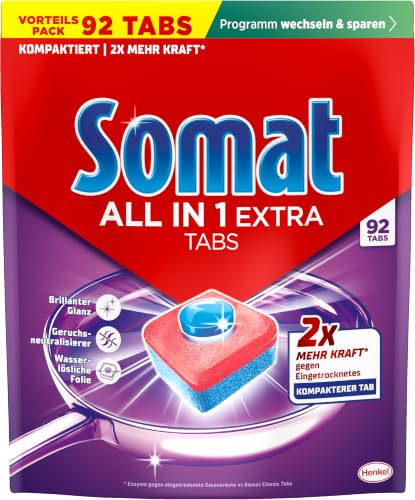 Somat All in 1 Extra Spülmaschinentabs (26 Tabs), Geschirrspülmittel | Geschirrspültabs, strahlend sauber auch im Eco- und Kurzprogramm, entfernt eingekrustetes & sorgt für brillianten Glanz