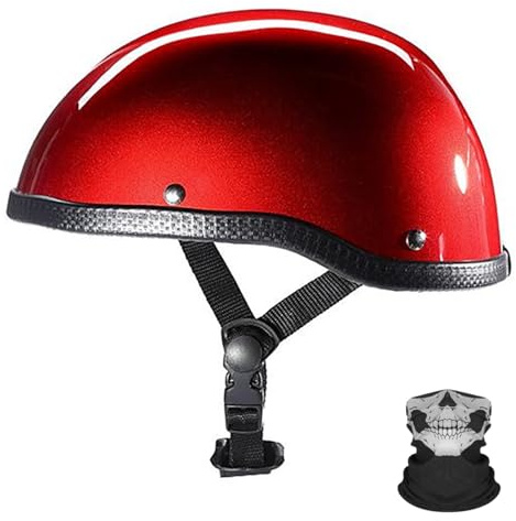 Casco Da Moto A Mezza Calotta, Casco Ultra Sottile, Omologato DOT/ECE, Casco Per Scooter, Chopper E Ciclomotore Per Adulti, Uomo E Donna, Casco Da Moto Retrò 6,(55-62CM)