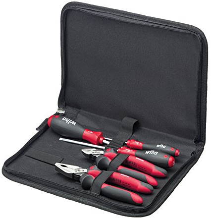 Wiha Werkzeug Set Mechaniker Schraubendreher, Seitenschneider, Kombizange 5-tlg. in Tasche (30824)