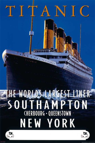 empireposter Titanic - Advertising Schiffe Ships Film Poster Plakat Druck - Grösse 61x91,5 + 2 St Posterleisten Kunststoff 62 cm schwarz