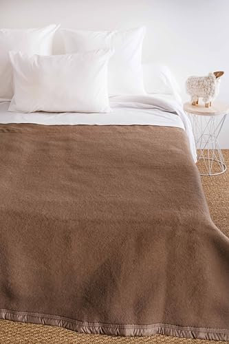 POYET MOTTE Couverture Laine Chamois/Blanchi 220 x 240 cm - Gamme Aubisque - Made in France