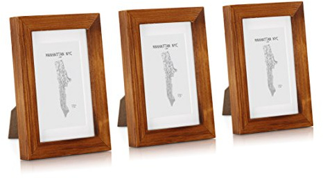 Casa Chic Bilderrahmen 3er-Set aus Holz, Bilderrahmen für Collage, Echtglas Fotorahmen 18x13 cm Groß, Rahmen Stehende oder für die Wand, Vertikal und Horizontal Gebrauchr, Großer Passepartout