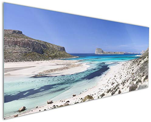 Wallario Küchenrückwand aus Glas 125 x 50 cm, Motiv: Einsame Bucht mit weißem Sand und klarem Wasser | Spritzschutz abwischbar & pflegeleicht