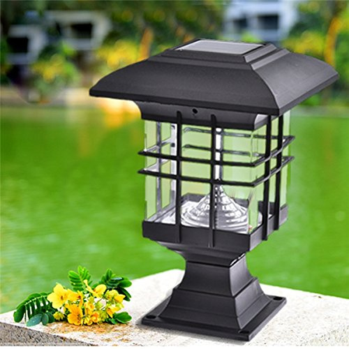 MASUNN 2Pcs 5W Impermeable Llevó Solar Power Pilar Lámparas De Pared Al Aire Libre Jardín Césped Luces De Paisaje - Blanco