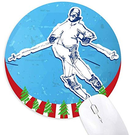 Wintersport Snowboard Illustration Rund Rubber Maus Pad Weihnachtsdekoration