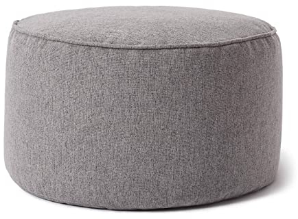 Lumaland Sitzsack Pouf (50 L) | Kompakter Sitzsack mit 3-in-1-Funktion: bequemer Hocker, praktisches Tischchen & stylischer Indoor Fußschemel I Mit Flexibler EPS-Füllung | Ø 25 x 45 cm [Hellgrau]