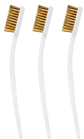 Huayue 3-Piece Copper Wire Toothbrush Set, Mini Wire Brush for Cleaning Welding Slag, Rust, and 3D Printer Nozzles
