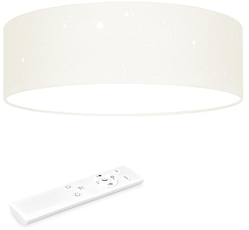 Navaris LED Deckenleuchte 40cm - Dimmbar Farbtemperaturwechsel Fernbedienung - 22W Stoff Beige Sternenhimmel - Wohnzimmer Lampe Schlafzimmer Deckenlampe Lampe Decke