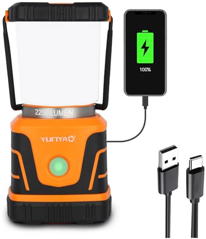 YUNYAO Camping Lantern Rechargeable 2200LM, LED Lanterns for Power Outages, Camping Light with 4 Modes for Hurricane,Emergency,Working,Hiking, Home and More, IP44 Waterproof
