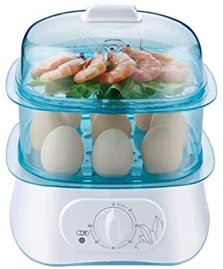 REJOON Multifunctional Double Layers Electric Smart Egg Boiler Cooker Household Kitchen Cooking Tool Utensil Egg Steamer Poacher (Color : Blue)
