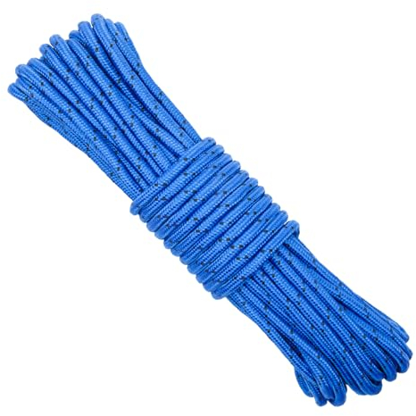 KINGLAKE Blue Nylon Cord Hanging Rope 8mm 20m. Braided Survival, Gardening, Bundling, Workshop Utility Rope