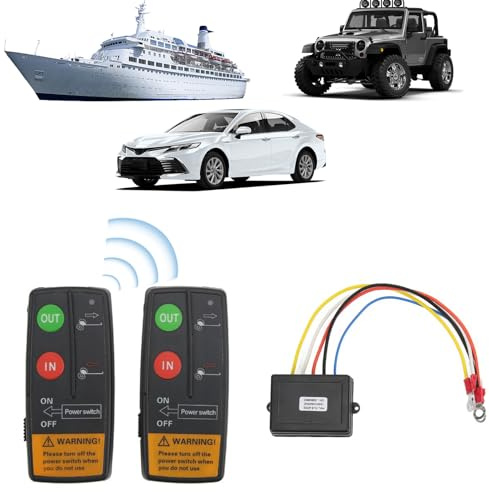 Telecomando Wireless per Verricello, Kit Controller Universale per Verricello Elettrico Gamma 75ft 12V 24V Accessori per Ricambi Automobilistici ad Alta Sensibilità per Auto Camion ATV