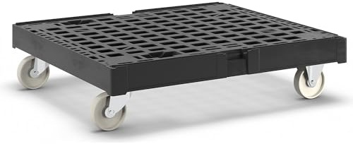 eurokraft Basic | Rollplatte | 500 kg Traglast, aus Recycling-Material, schwarz