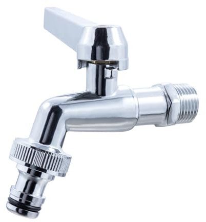 Wasserhahn Waschmaschine Ventil Waschmaschine Wasserhahn 1/2 Zoll Chrom Poliert Außenwasserhahn Silber Schnellöffnungshahn