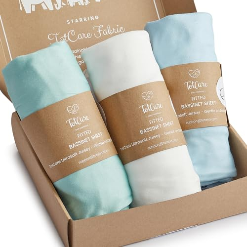 TotCare Lakan för barnsäng, 50 x 76 cm för Graco Travel Lite Spjälsäng, Sense2Snooze, My View 4 i 1, Dream Suite och Guava Bassinet – fjärilmjuka, ultraständiga lakan – himmel + salvia + moln, 3-pack