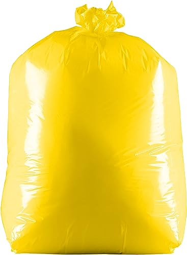 25 x Yellow 90L Heavy-Duty (40 Micron / 160 Gauge) 100% Recycled Alina Coloured Refuse Sack/Polythene Dustbin Liner/Plastic Bin Bag / 90 Litre Garbage Bag