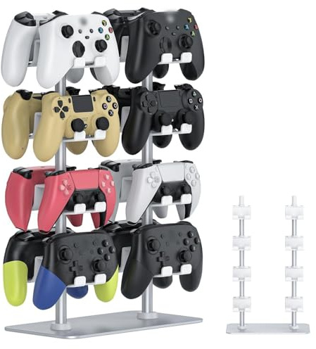 Doenci Controller Halter für 16 Gaming Controller - Maximale Kapazität Halterung und Kopfhörer Ständer Mit Aluminium Basis für PS5, PS4, Nintendo Switch, Xbox und Alle Headsets