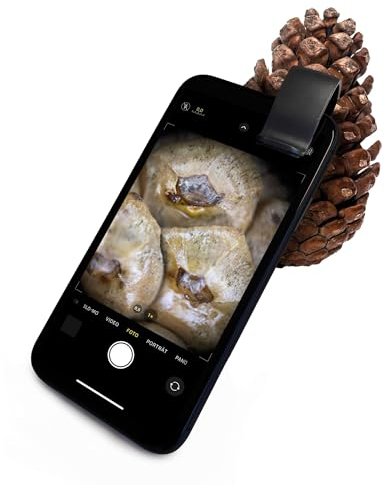 TimeTEX - Handy-Mikroskop Super | Mikroskop für das Smartphone mit 200-fach Vergrößerung | Ideal für den Unterricht, auf Exkursionen oder zu Hause | Inkl. Ladekabel | ca. 6,5x3,5x2,8 cm