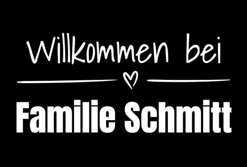 FLYERALARM Personalisierte Fußmatte mit Namen gestalten I Schwarze Fussmatte für die Haustür Personalisieren (60cm x 40cm) Individueller Türvorleger