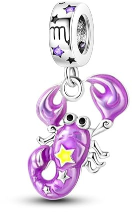 Glow In The Dark Birthday Birth Date Horoscope Star Sign Zodiac Month Charm Bead Pendant 925 Sterling Silver Compatible With Pandora Charm Moments Bracelet