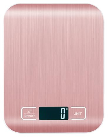 Balance de cuisine numérique 10 kg/1 g avec écran LCD, 6 unités, fonction tare Accessoires de cuisine pour la cuisson, le café, les aliments pour animaux, cadeaux pour femme, rose