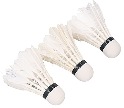 HEEPDD Langlebige Weiße Badminton-Federbälle aus Gänsefedern für Professionelles Training und Amateure, Outdoor-Produkte, Badminton-Tennis-Set mit 3 Federbällen aus Gänsefedern mit