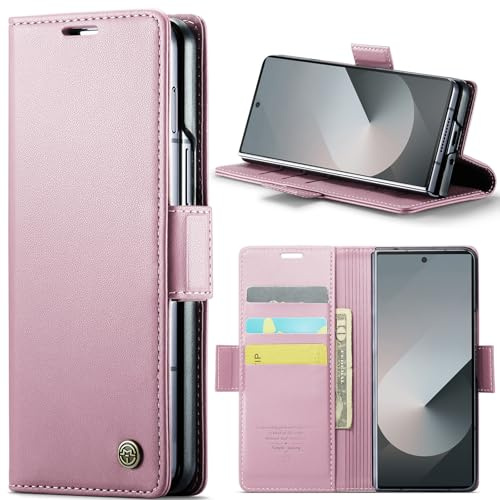 Phernykas Wallet Case for Samsung Galaxy Z FOld 6, Golden