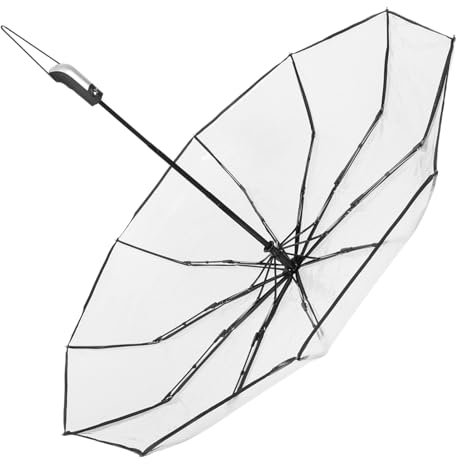 COSMEVIVI Transparenter Regenschirm Durchsichtige Regenschirme Automatischer Regenschirm Für Damen Herren Und Schließfunktion Taschenschirm Leichtes Design