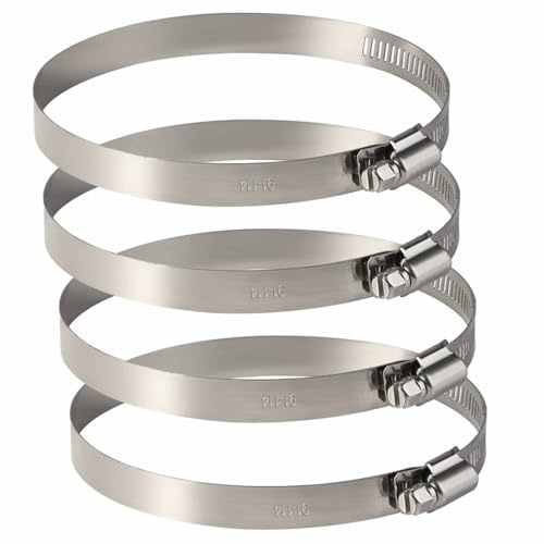 Paquete de 4 clips de manguera de metal de tamaño grande de 91 a 114 mm, abrazaderas de conducto ajustables para asegurar mangueras y tubos