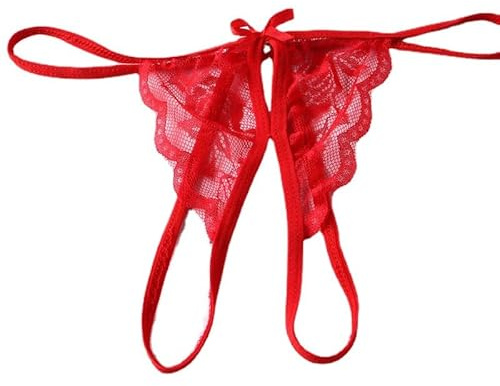 EAVUYIS String Ouvert Damen mit Perlen Blumen Muster Loch Set Frauen Frau, Schwarz Slip Unterhosen Spitze Sexy Tanga Strings Unterwäsche Mit Offenem Schritt Tangas