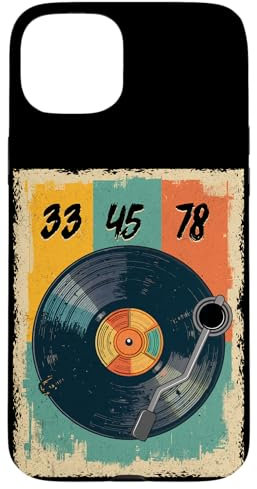 Tourne-disque vinyle rétro 33 45 78 tr/min pour amateur de DJ Coque pour iPhone 15 Plus