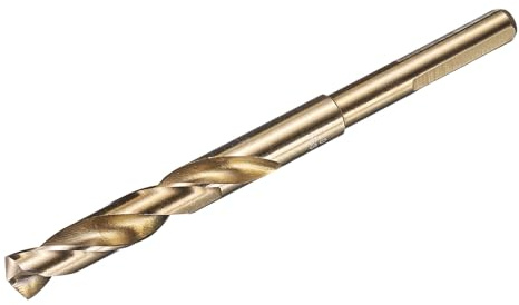 sourcing map 12mm Drill Bit 10mm Reduced Shank 3-flat M2 High-Speed Steel | Twist Gold Finish 135° Drill for Hard Metal Stainless Steel