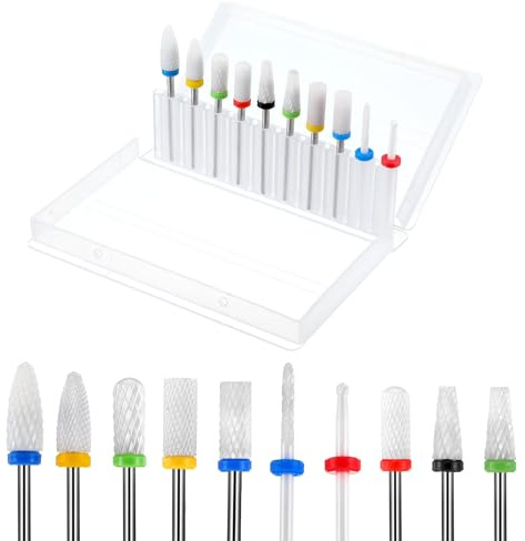 QFGasre 10 teiliges Keramik Nagelbohrer Set Professionelle Bohrer für Nägel