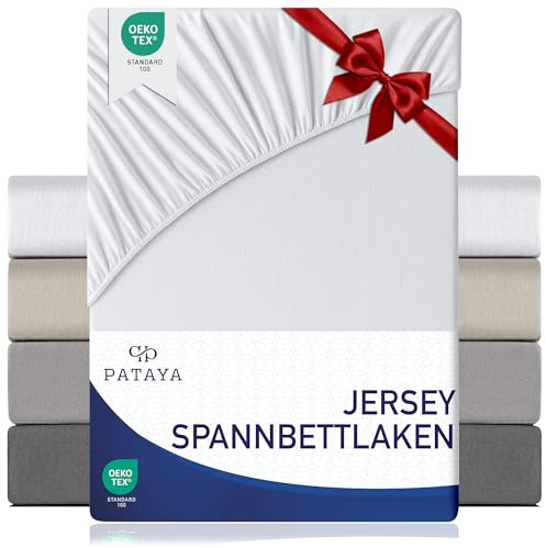 Pataya Spannbettlaken 180x200cm - Oeko-TEX Zertifiziert Baumwollmischung Spannbetttuch bis zu 25 cm Bettlaken für Boxspringbett Matratzen (Weiss - 180x200)
