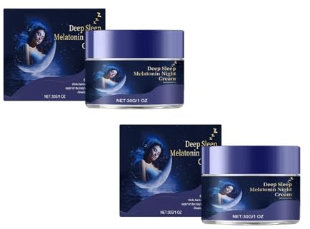 Melatonin Nachtcreme Mit Lavendel & Kamille, Beruhigende Schlafcreme Zur Unterstützung Des Schlafrhythmus, Schnell Einziehend (2PCS)