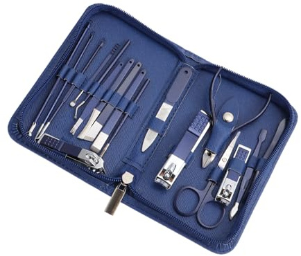 HONITANO Set per Unghie Professionale in Acciaio Inossidabile Custodia Formato Palmare, Facile da Usare per Manicure e Pedicure in Viaggio