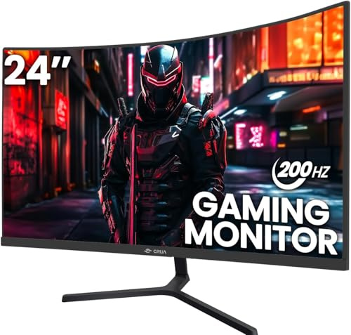 CRUA 24 Zoll Gaming Monitor,Full HD Monitor,Home Office Bildschirm,24 Inch 200Hz Computerbildschirm,120% sRGB, HDMI/DP, Ultrabreite Computermonitore, Blaulichtfilter, Desktop-PC-Monitor