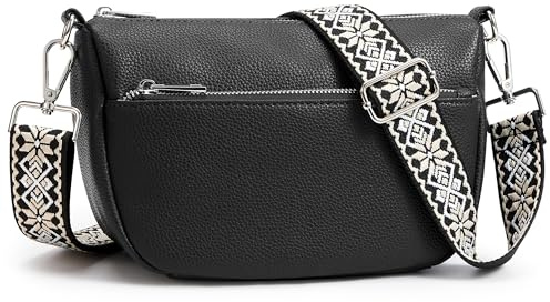 KALIDI Umhängetasche Damen Klein Kunstleder Handtasche Damen Mittelgroß Crossbody Bag Bauchtasche für Schule Büro Arbeit Reisen Ausflug Einkauf