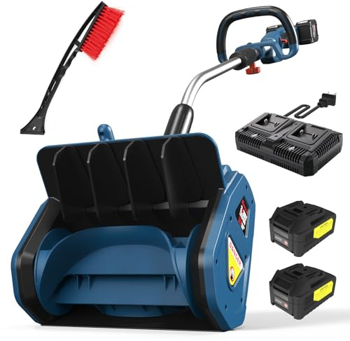 Enhulk 2 spazzaneve a batteria da 20 V, larghezza di lavoro, altezza di 20 cm, pala da neve con impugnatura aggiuntiva, distanza di lancio 8 m, direzione di lancio regolabile ± 30° (include batteria