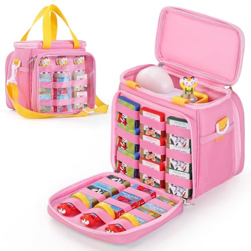 Carrying Case Compatible with Little Tikes Story Dream Machine Books Starter Set, Portable Storage Bag for Story Books, Audio Play & Character with Handle and Shoulder Strap,Pink