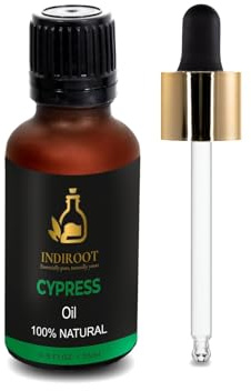 INDIROOT Cypress Essential Oil, 100% Natural, Amber Glass Bottle with Dropper (1 Fl Oz /30ml, Cypress Oil)