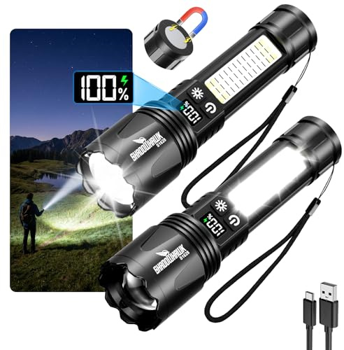 Shadowhawk XHM90.2 LED-ficklampa, uppladdningsbar, extremt ljus, USB