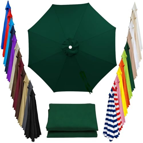 Auvent de Remplacement pour Parasol 2m/2.15m/2.3m/2.5m/2.7m/2.8m/3,3m/3.5m/4m 8 Baleines Toile de Parasol Déporté Remplacement pour Cour Jardin Plage Protection UV Imperméable(Vert foncé,2.15m/7ft)
