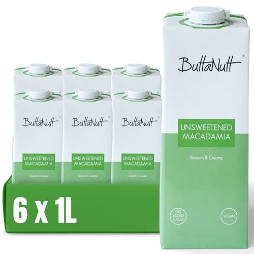 ButtaNutt Unsweetened Macadamia Nut Milk - 1L | Creamy Dairy-Free Plant Milk with No Added Sugar – Vegan, Calcium Enriched, Perfect for Coffee, Smoothies & Cooking