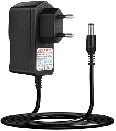 12V 1A Netzteil für CCTV Kameras - EU Stecker mit LED-Anzeige, 1m Kabel (5.5x2.1mm DC, Schwarz) Schwer entflammbares Sicherheits-Netzgerät