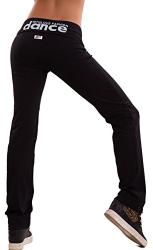Toocool Pantaloni Donna Tuta Dance Sport Fitness Elastici Cotone Vita Bassa Nuovi CH93 [M,Nero]