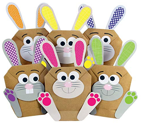 Papierdrachen 12 DIY Osterhasen Tüten - Bunte Geschenktüten zu Ostern zum selber Befüllen - Frühling – zum Verpacken von Geschenken für Kinder und Erwachsene